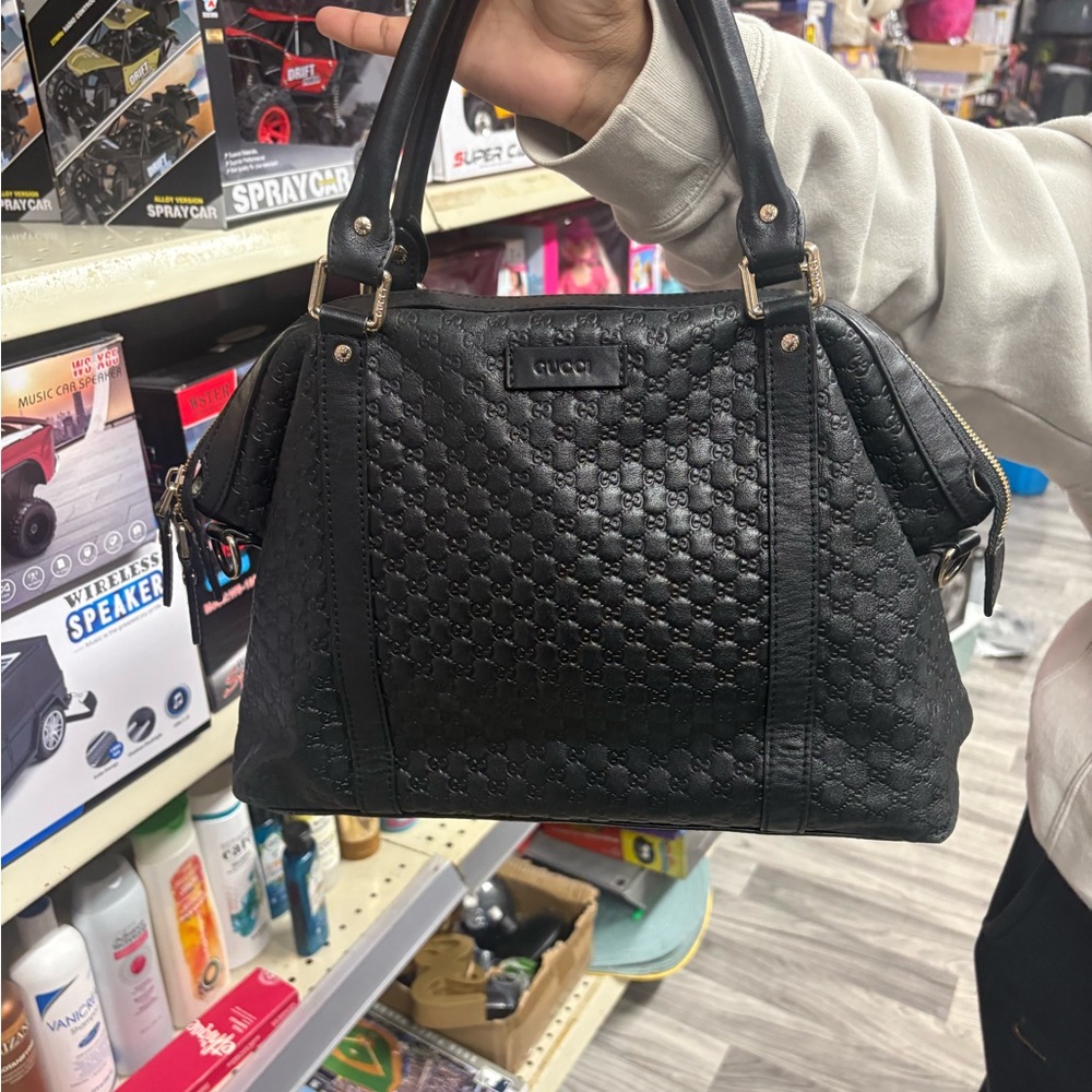 Gucci Black Embossed Shoulder Bag